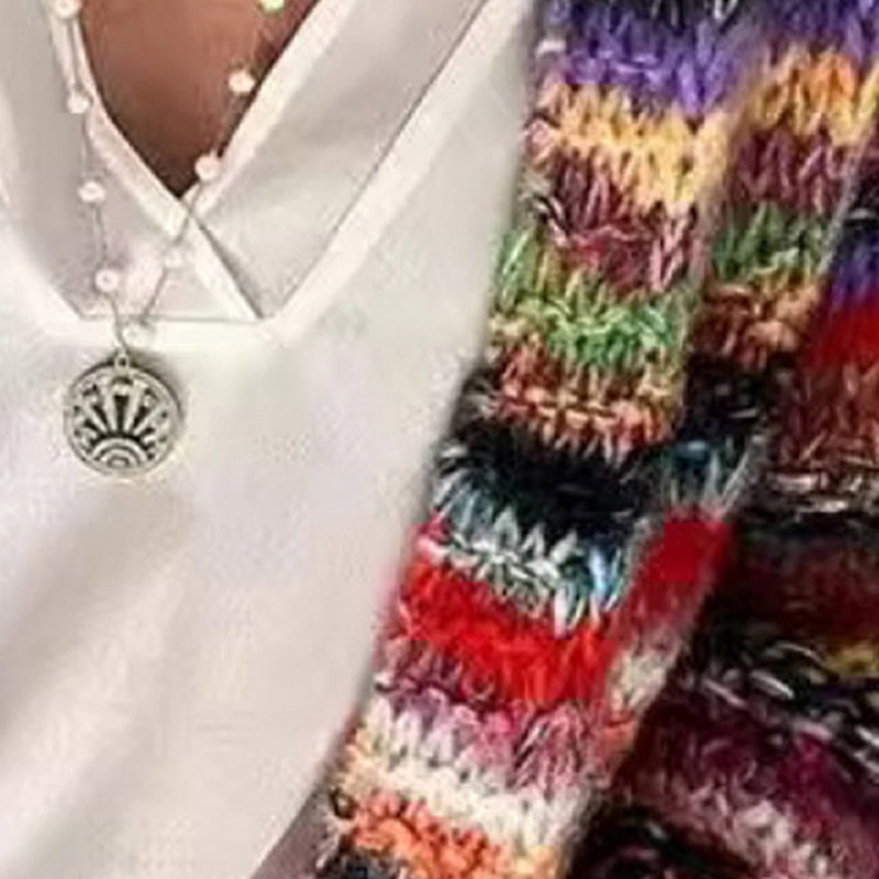 Women's Colorful Long Sleeve Open Front Bohemian Knit Cardigan - Image 6