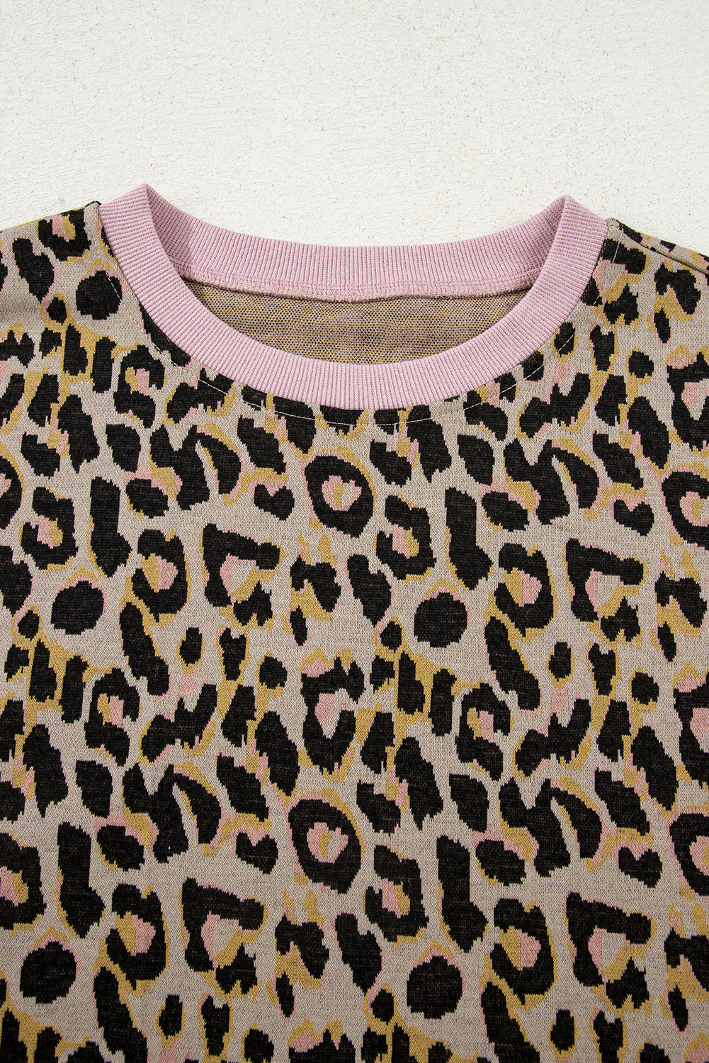 Leopard Contrast Edge Pullover and Shorts Set