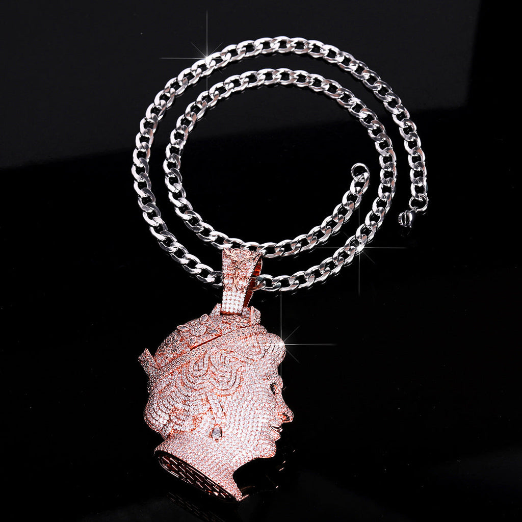 Hip-Hop Double-Sided Three-Dimensional Queen Necklace