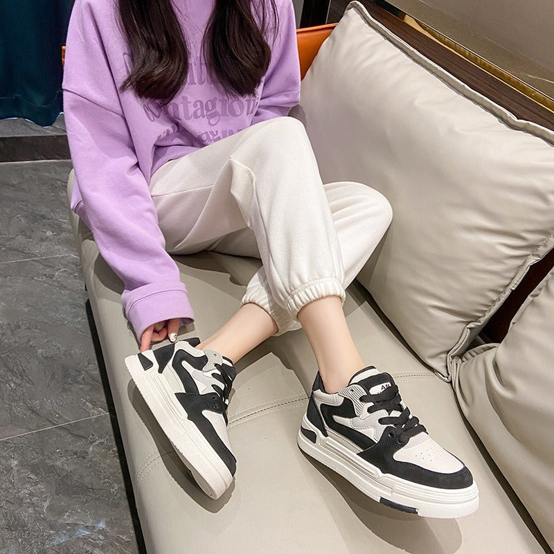 Women's Casual Platform Sneakers - White, Gray & Blue