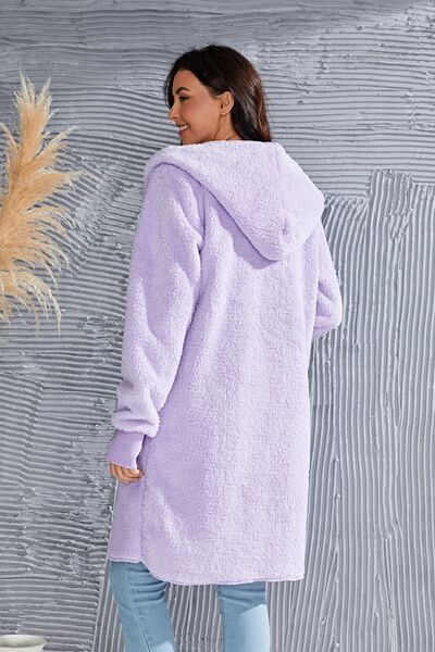 Red Hooded Teddy Bear Jacket with Thumbholes Cozy Outerwear