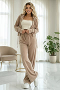 Velour Zip-Up Hoodie & Wide-Leg Trouser Set