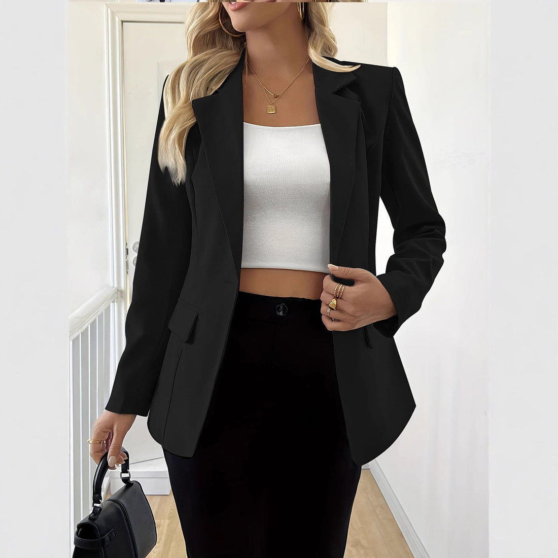Single-Button Long-Sleeve Blazer Available in 4 Colors - Image 4