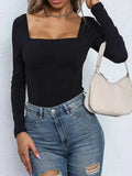 Square Neck Long Sleeve Bodysuit