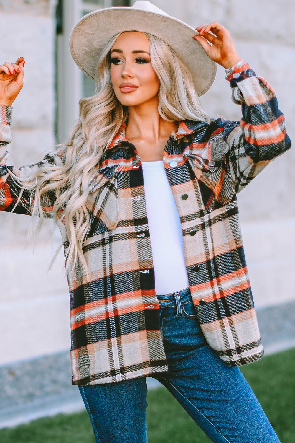 Brown Plaid Flannel Shacket | Button-Up Long Sleeve