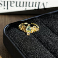Vintage style gold-plated open ring with pear-cut crystals and pave-set rhinestones