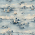 Davey Nautical Wallpaper in Blue and Off-White Coastal Design