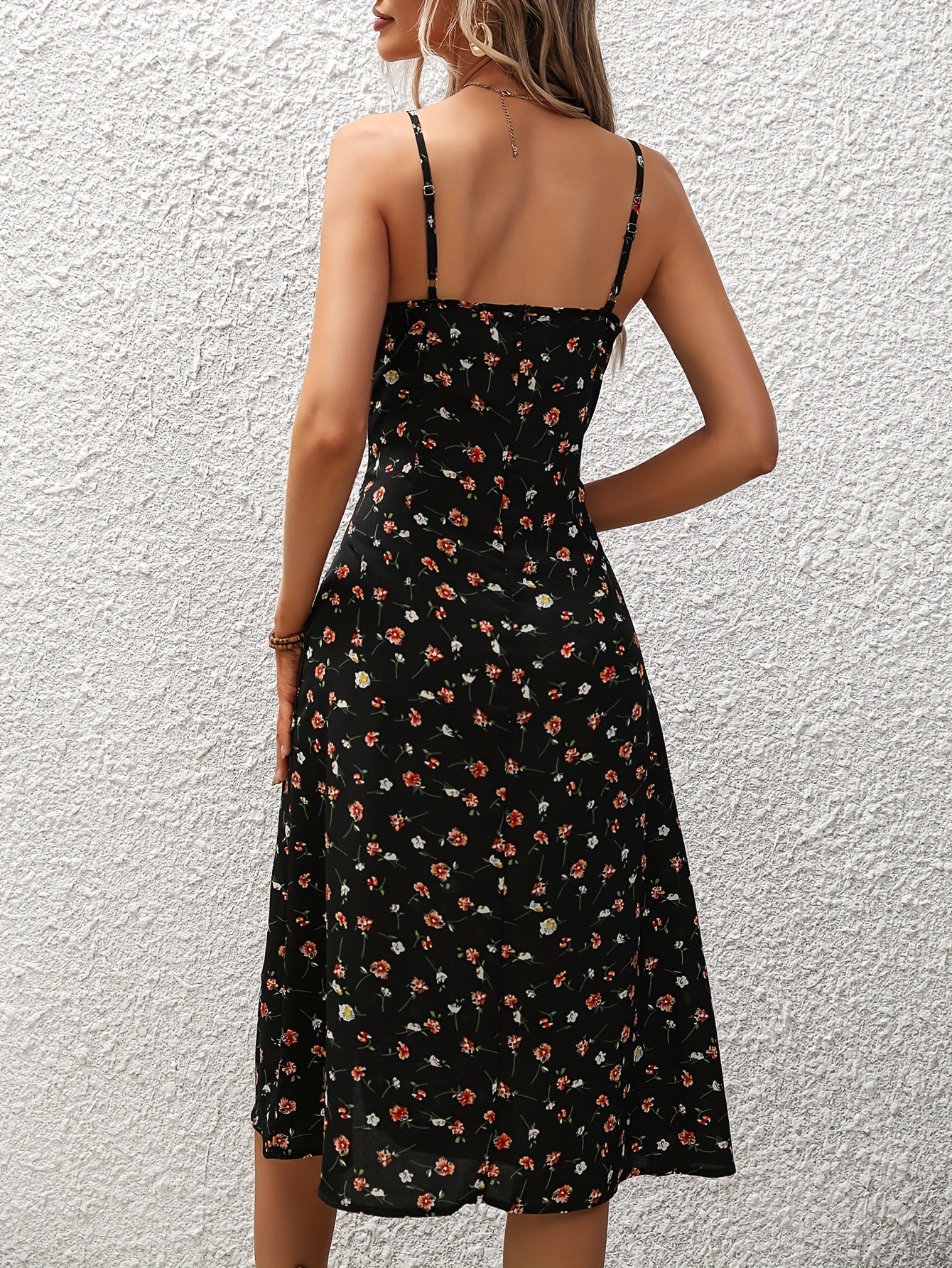Women's Polka Dot Suspender Maxi Dress Elegant Summer Slip Dress