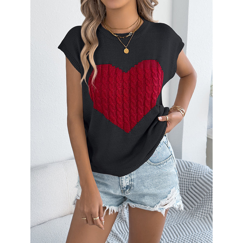 Women's Heart Color Block Knit Sleeveless Tank Top - Image 10