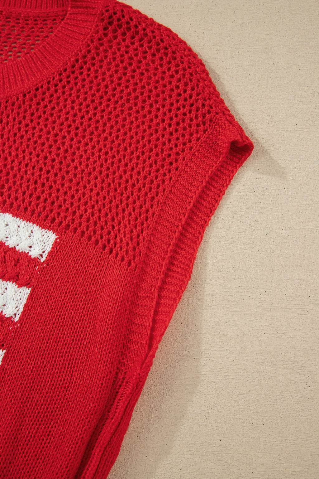 USA Flag Crochet Short Sleeve Sweater Top