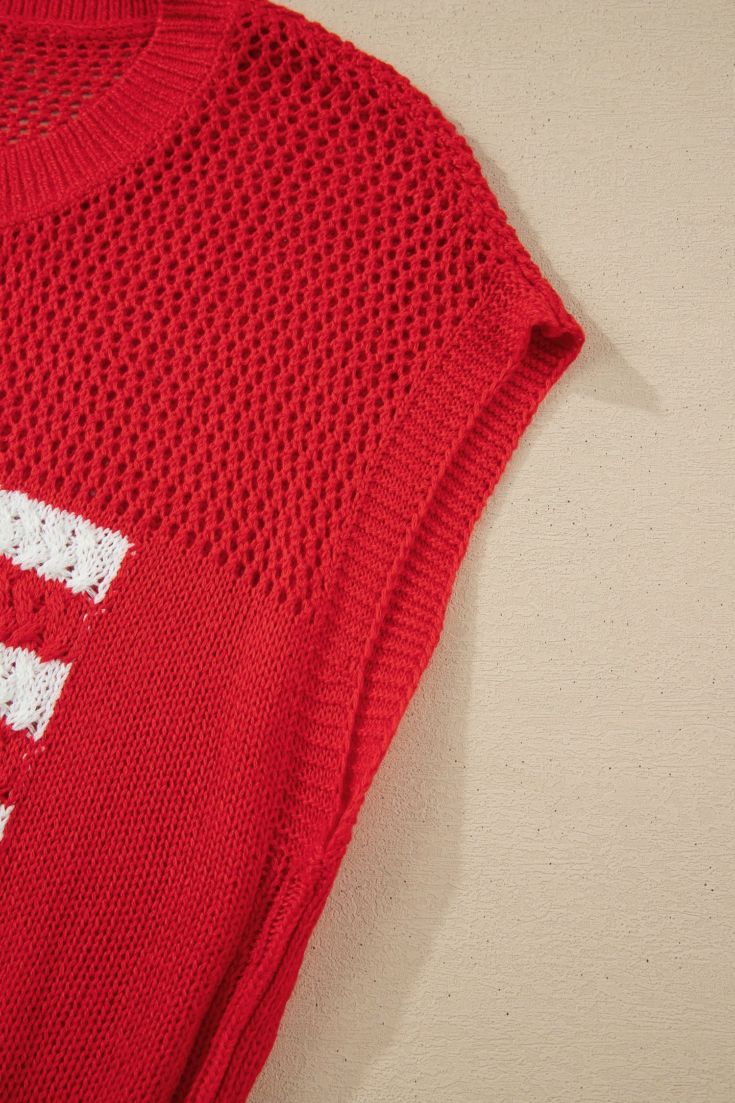 USA Flag Crochet Short Sleeve Sweater Top