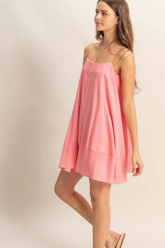 Flowy Linen A-Line Mini Cami Dress with Pockets