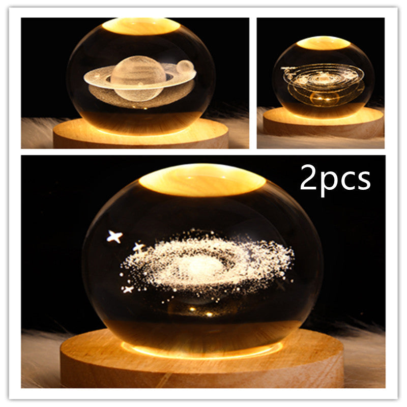 3D Galaxy Crystal Ball LED Night Light Planet Lamp Home Decor