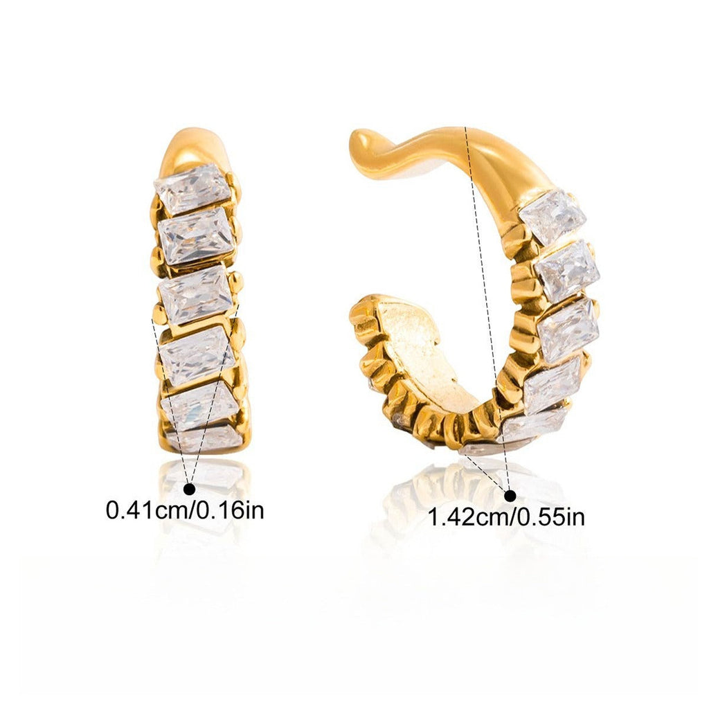 Minimalist High-End Zircon Earrings in 18K Gold and S925 Silver