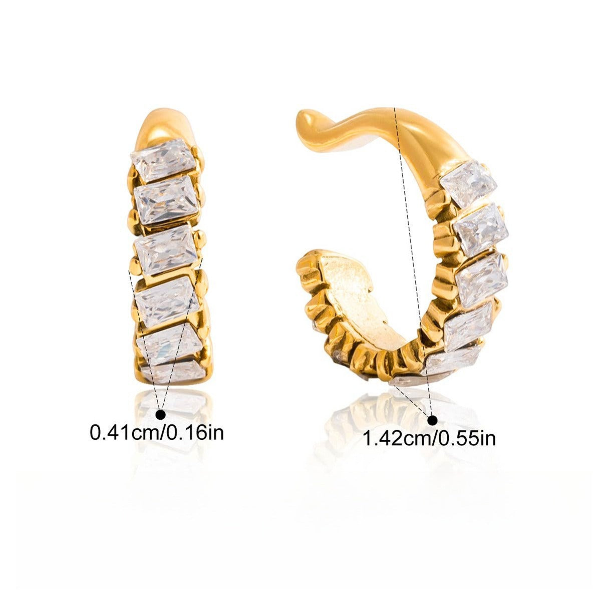 Minimalist High-End Zircon Earrings in 18K Gold and S925 Silver