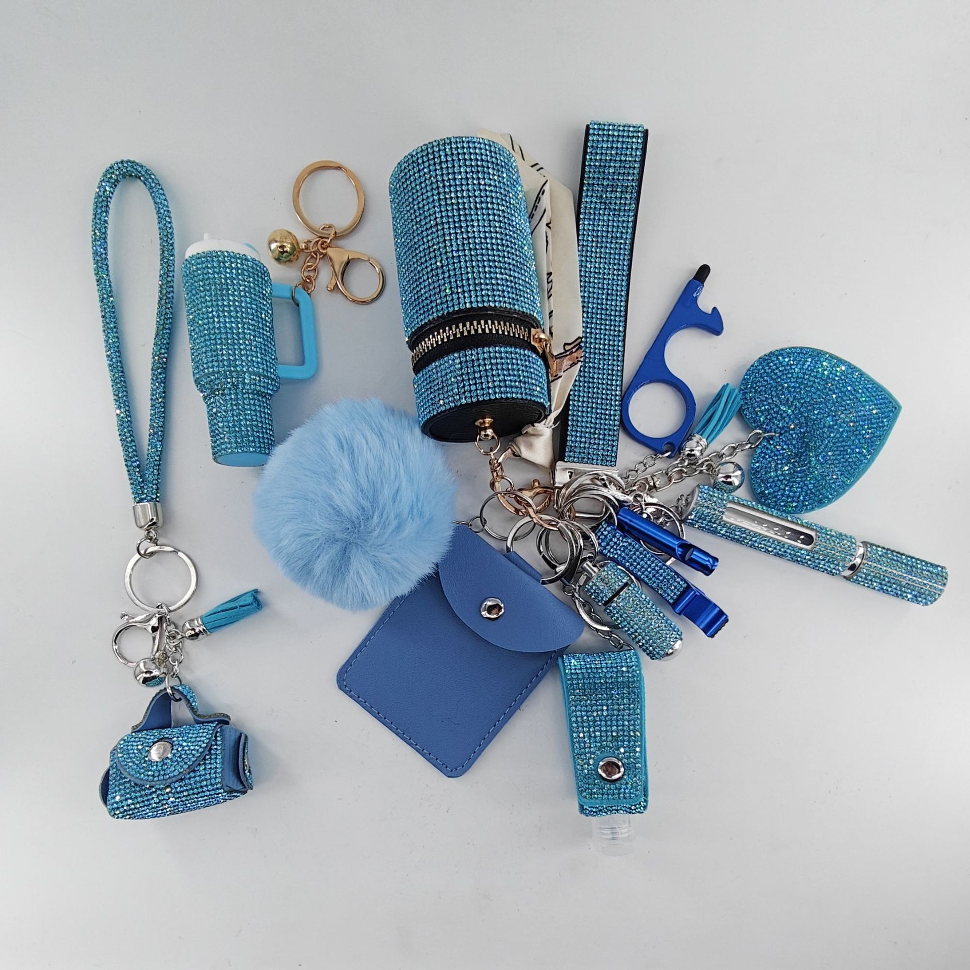 13-Piece Diamond Inlay Mini Lipstick Keychain Set Bag Charms
