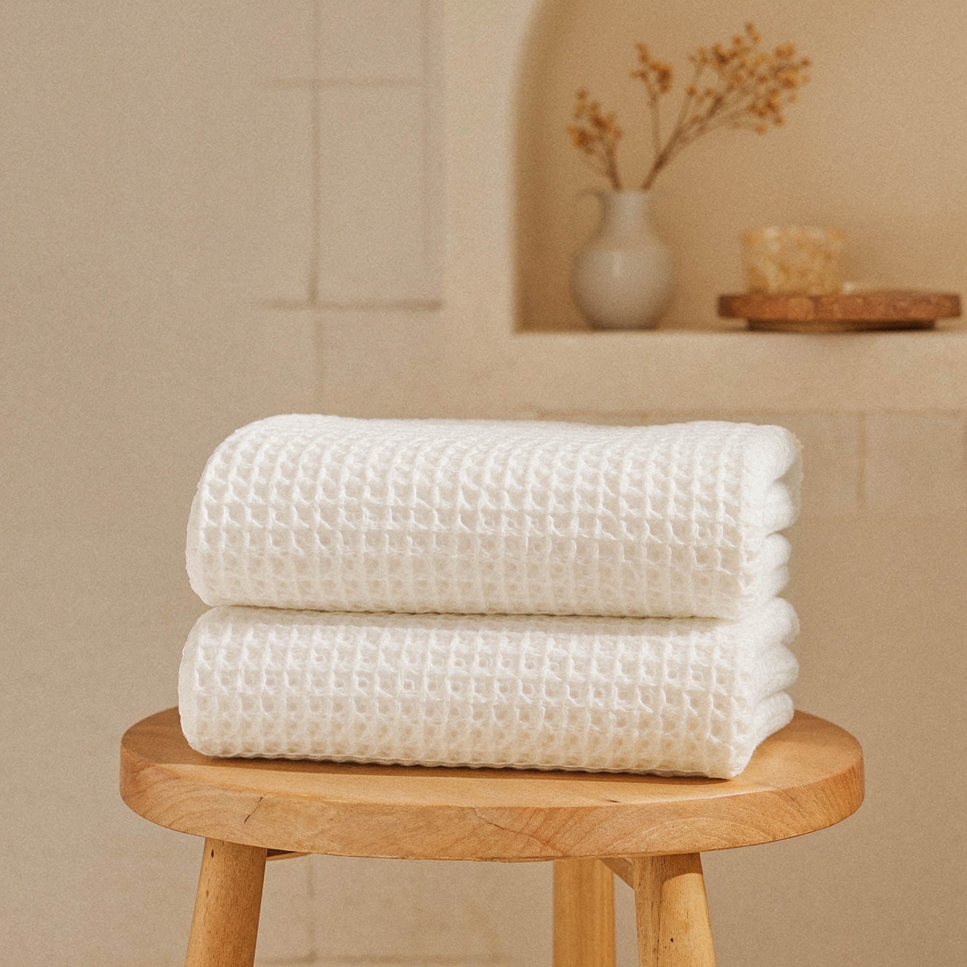 Sedona White Cotton Waffle Weave Bath Towel - Image 6
