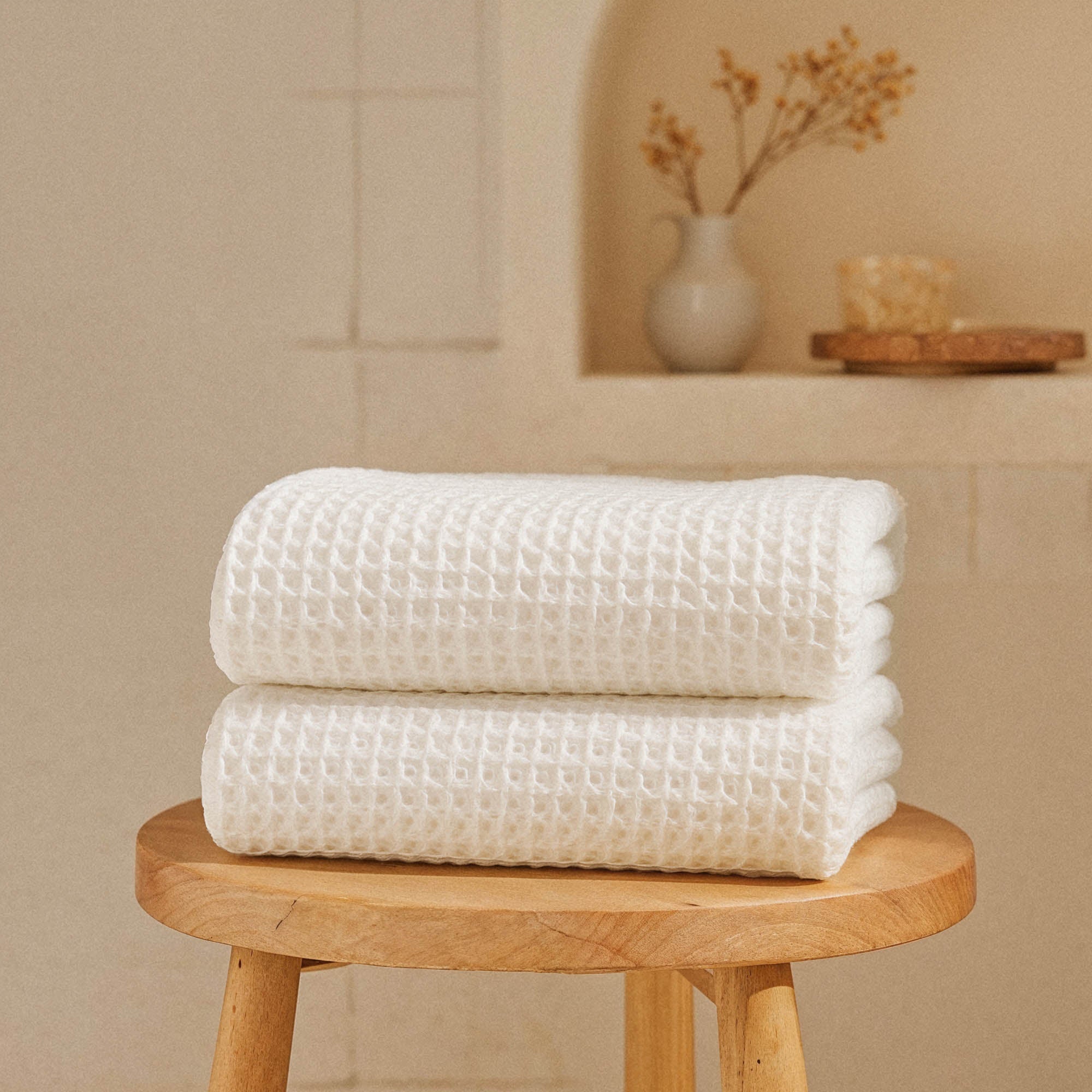 Sedona White Cotton Waffle Weave Bath Towel - Image 6