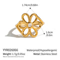 8k Gold Titanium Steel Zircon Five-pointed Star Ring