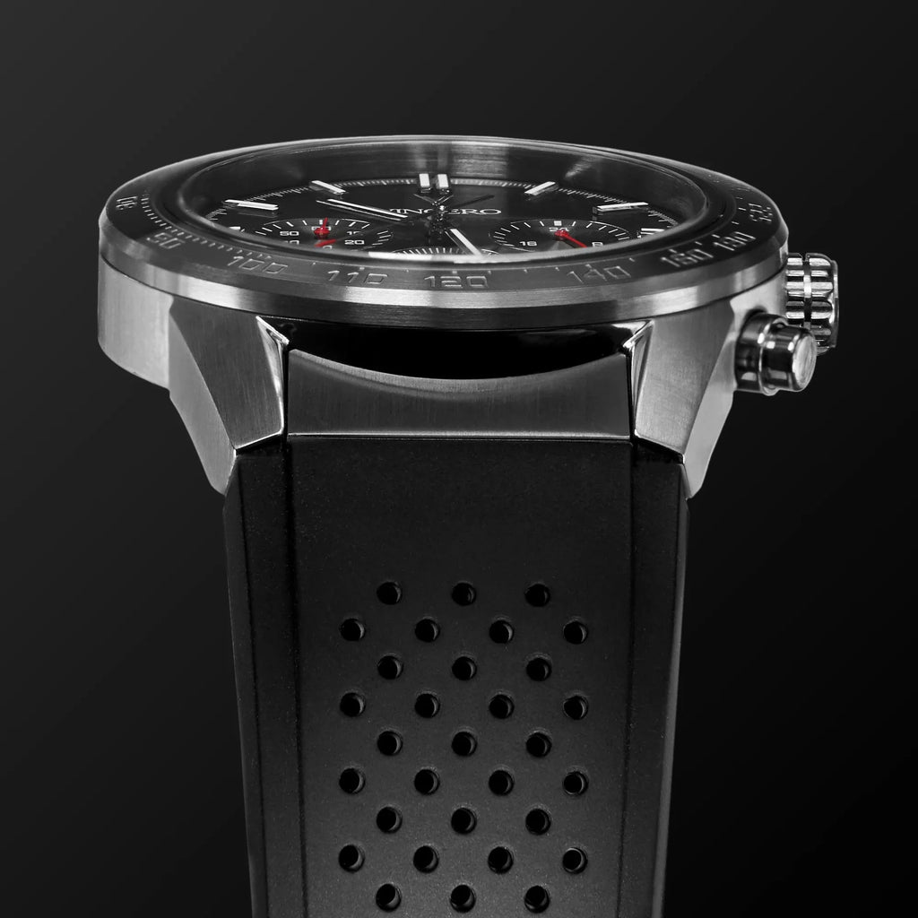 The Rogue 43mm Gunmetal and Red Chronograph Watch