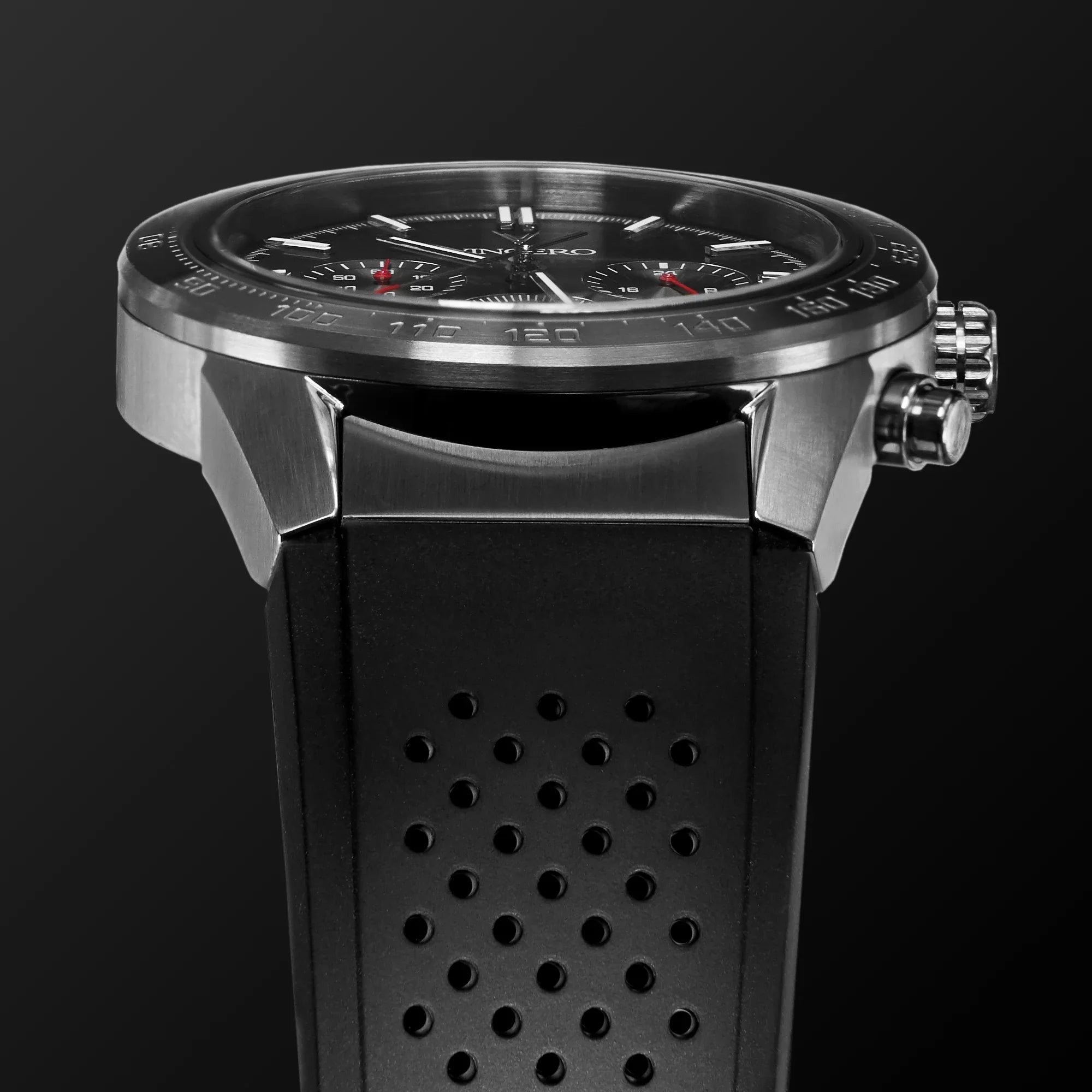 The Rogue 43mm Gunmetal and Red Chronograph Watch