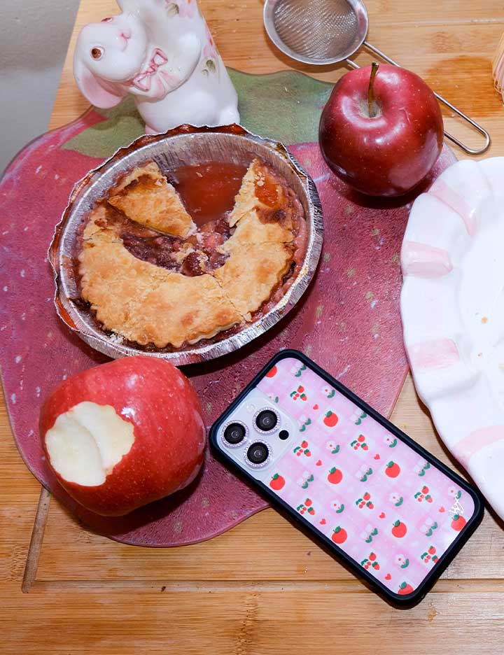 An Apple a Day iPhone Case with Pink Gingham and Floral Print - Image 35