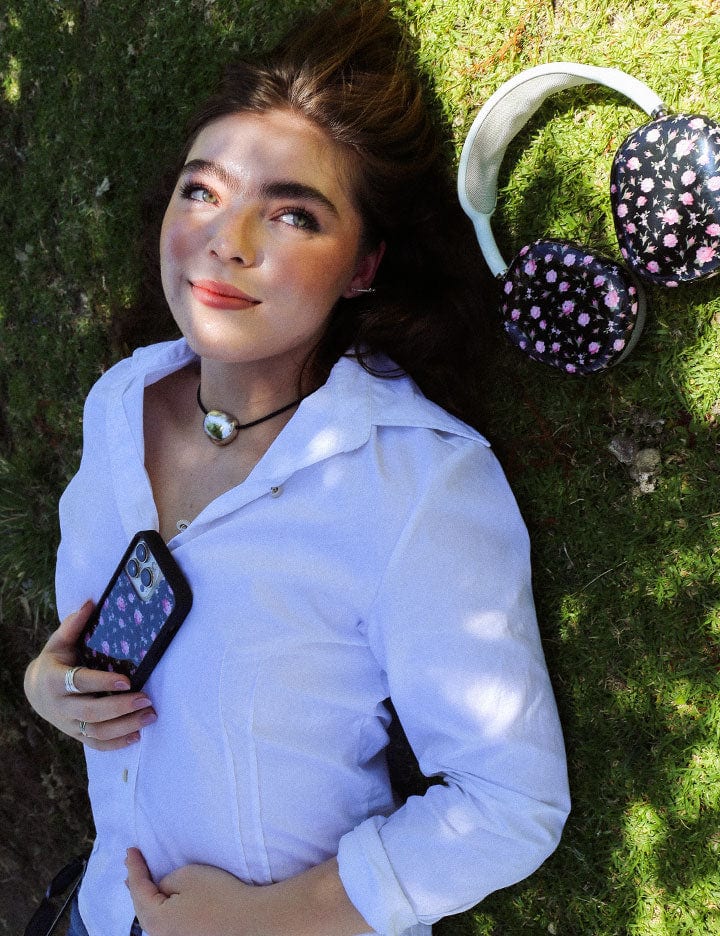 Black and Pink Floral iPhone Case