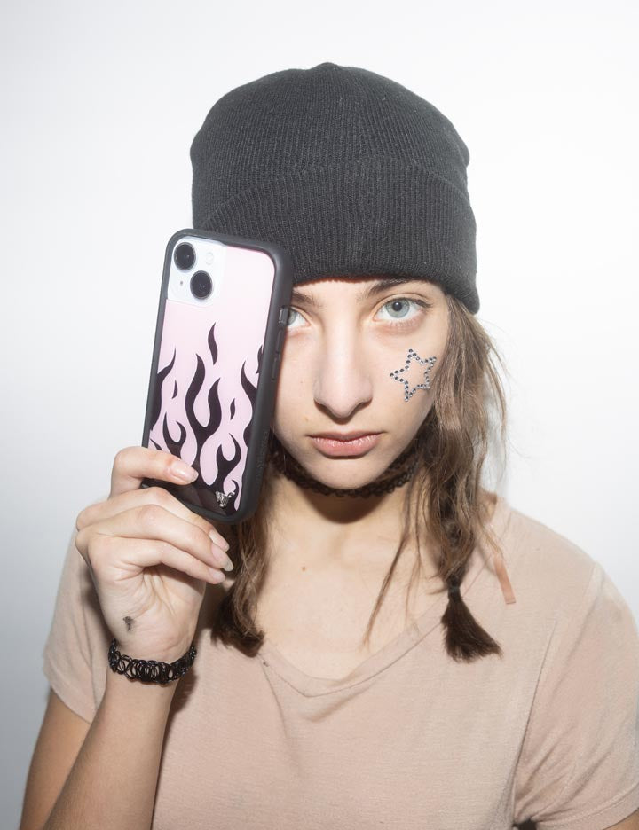 Flames Pink and Black iPhone Case Limited Edition Design - Image 44