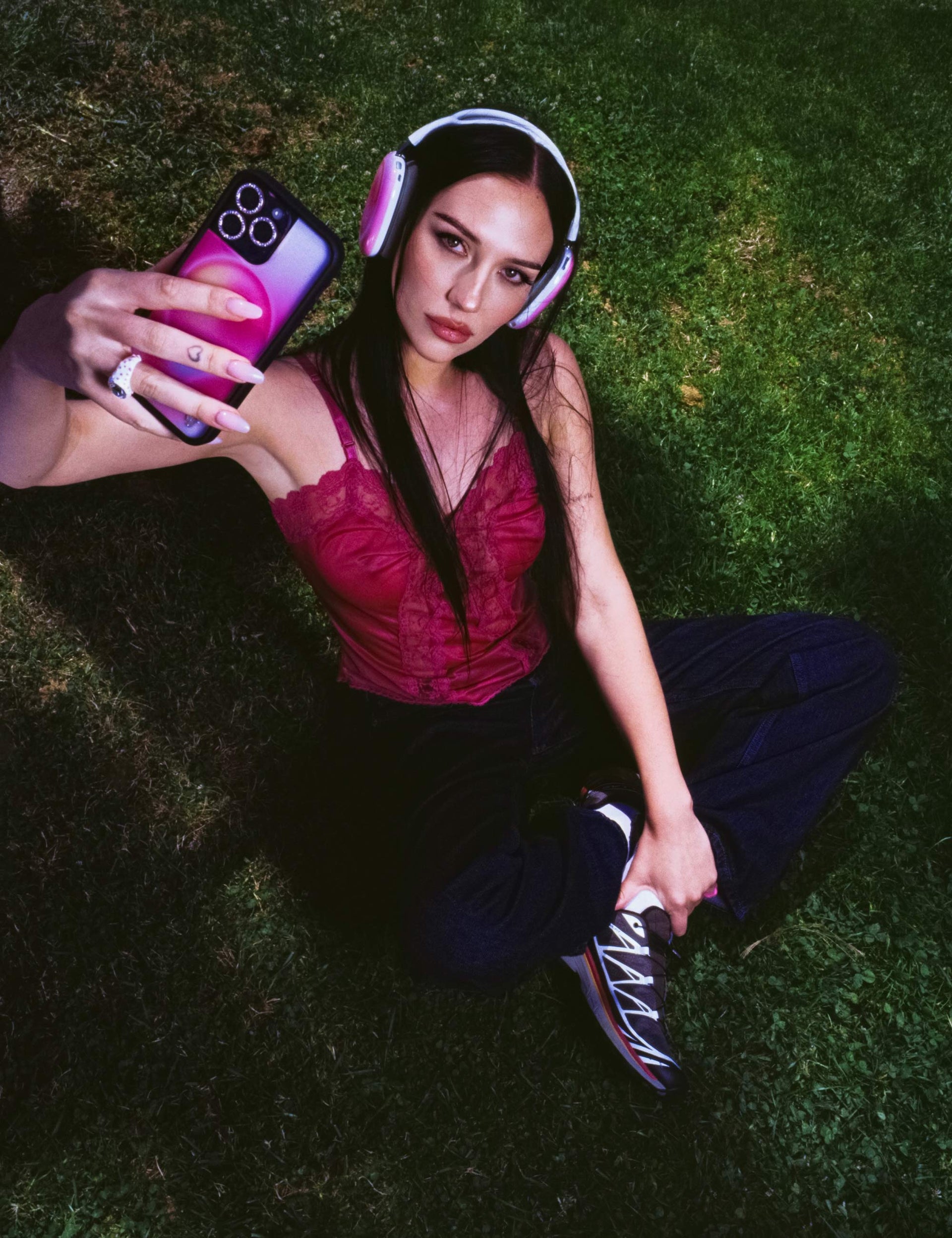 Hot Pink Aura iPhone Case with Durable Protective Black Bumper