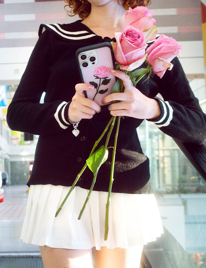 Pink Rose iPhone Case with Protective Black Rubber Bumper