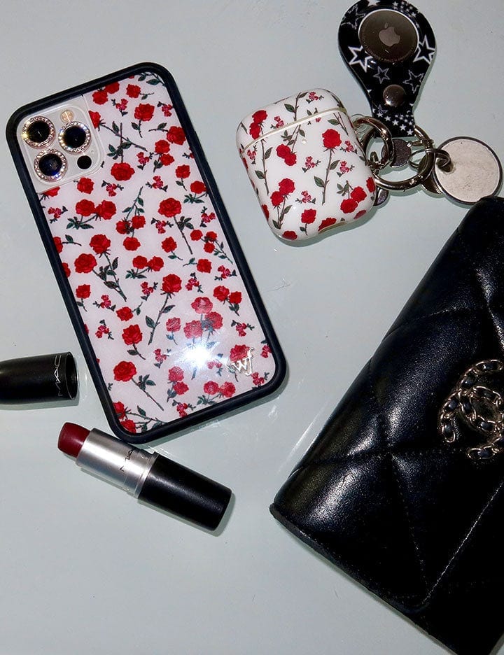 Red Roses AirPods Protective Case with Keychain Attachment