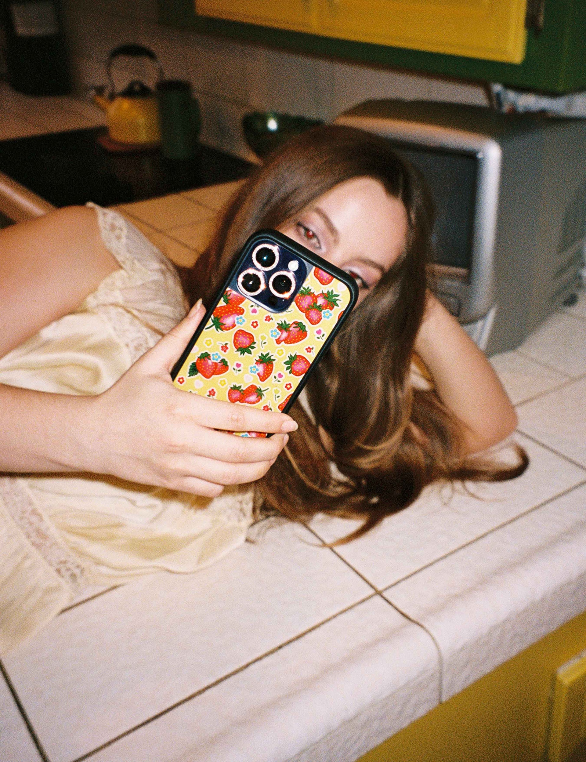Sweet Berries Strawberry Print iPhone Case with Floral Details - Image 27
