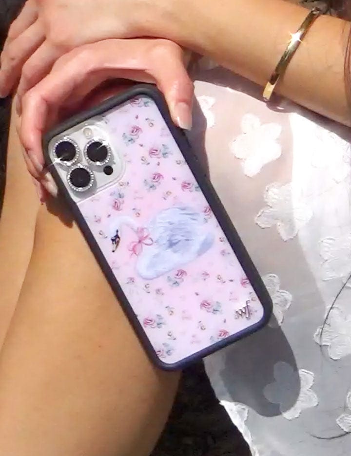 Sweet Swan iPhone Case in Baby Pink with Dainty Floral Print - Image 31