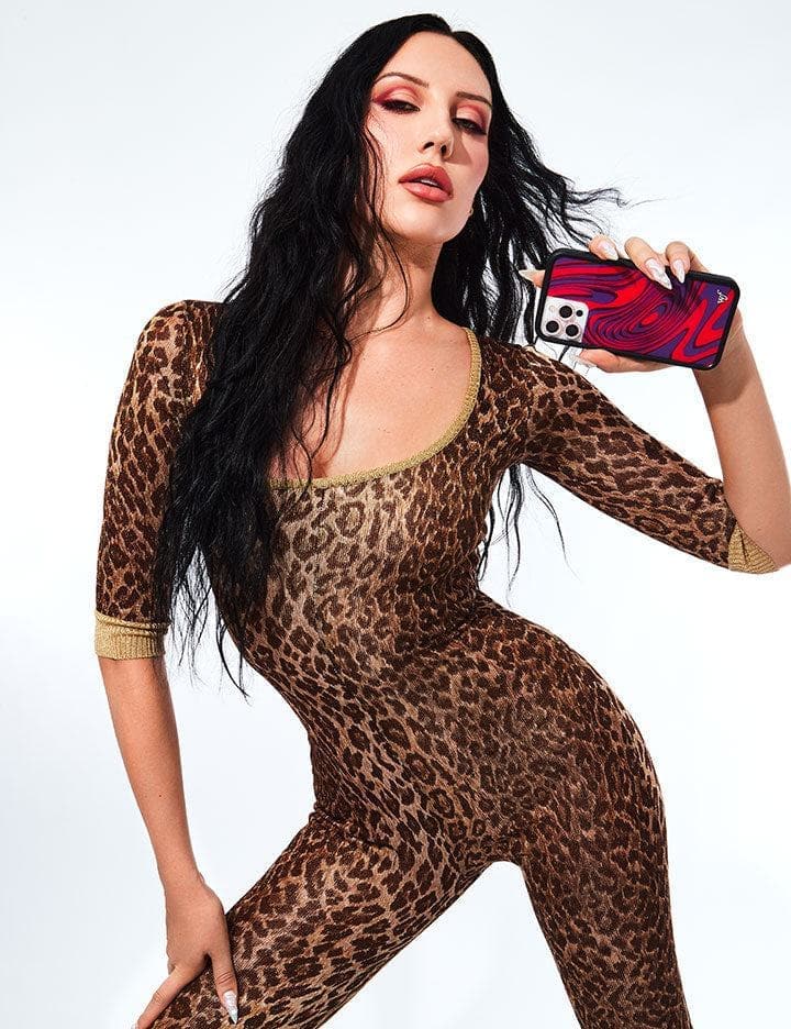 Swerve iPhone Case with Purple and Red Warp Print