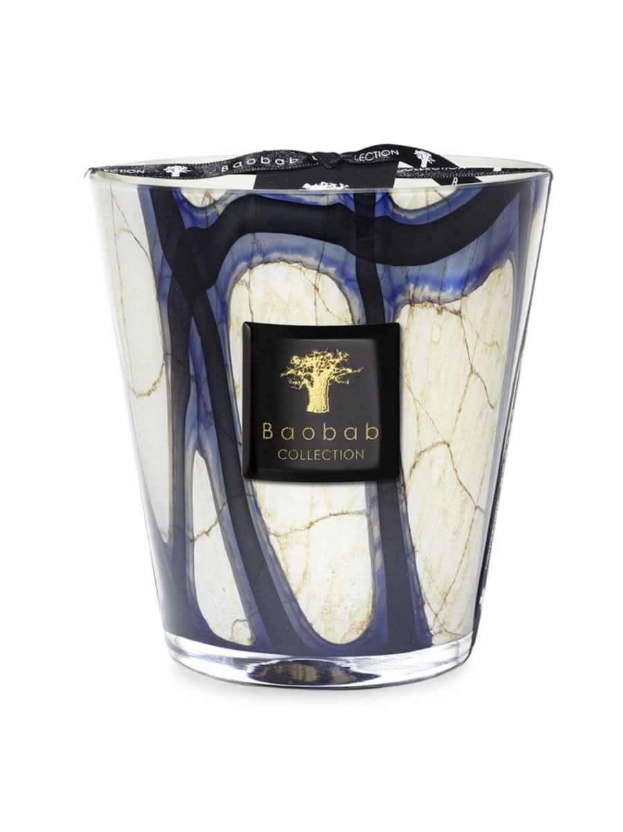 Baobab Stones Lazuli Max 16 candle in blue marbled glass