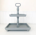 Farmhouse Gray Rectangle Tiered Tray – Extra Spacious