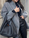 Casual Drop Shoulder Snap Down Jacket with Pockets