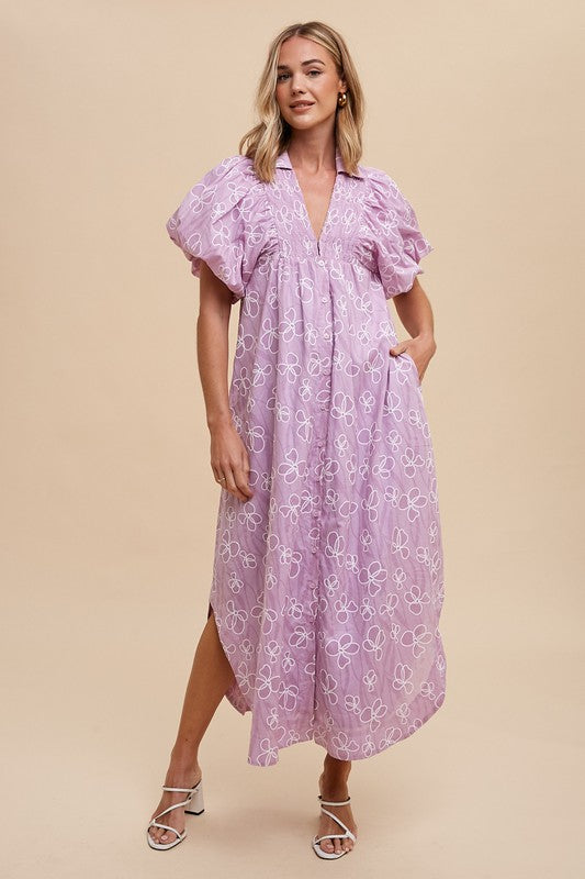 Romantic Floral Puff Sleeve Summer Dress
