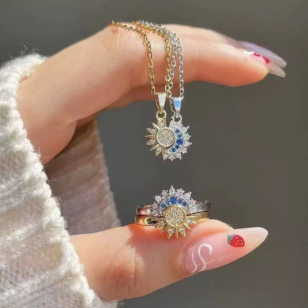 Sun And Moon Ring, Adjustable Opening, Sun & Moon Design