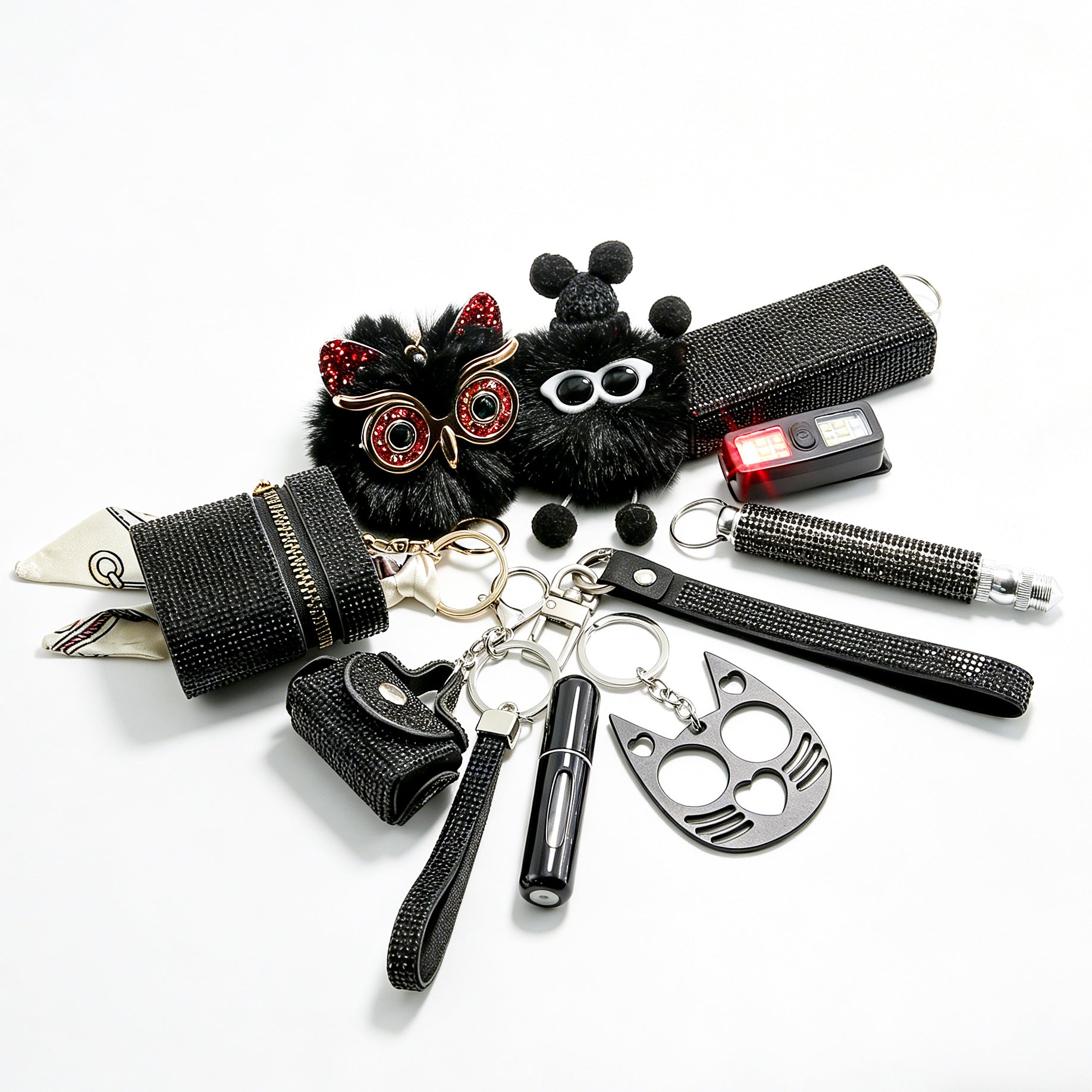 10-Piece Stainless Steel Self-Defense Keychain Set - Durable