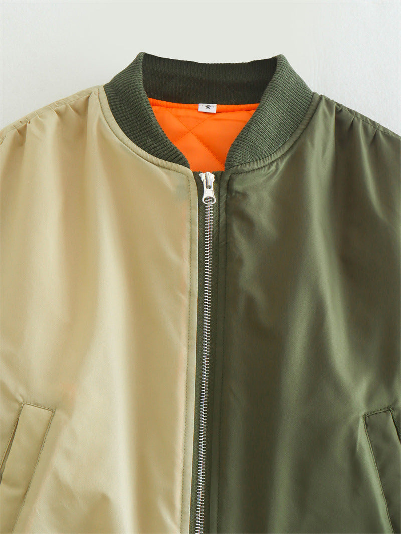Womens Casual Chic Patchwork Bomber Jacket Harajuku Style - Image 4