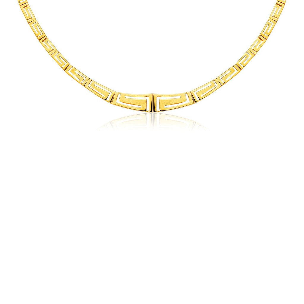 14K Yellow Gold Necklace with Graduated Greek Meander Motif Links