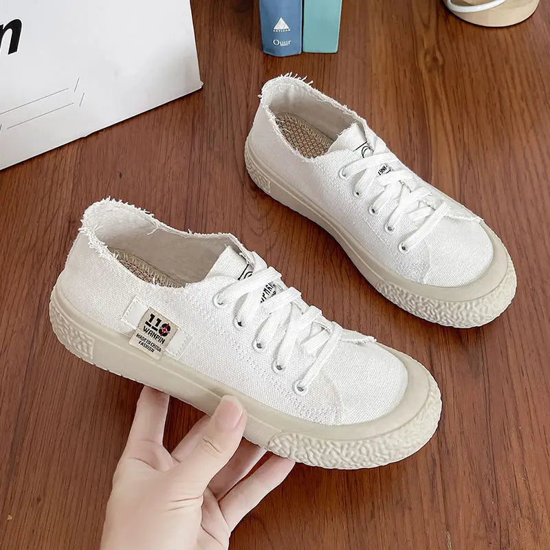 Women's Light Blue Canvas Platform Sneakers with Thick Sole - Image 6