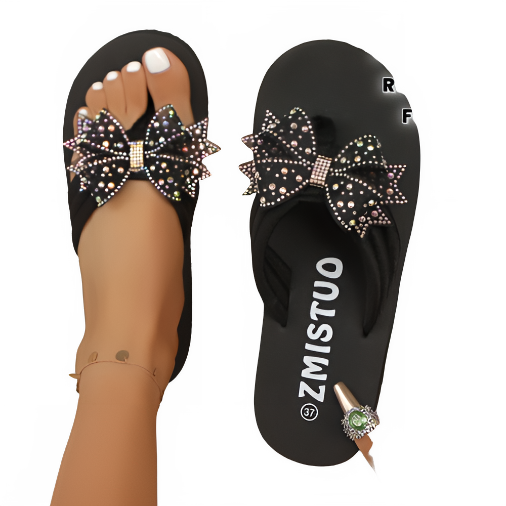 Women's Glitter Bow Flip-Flops