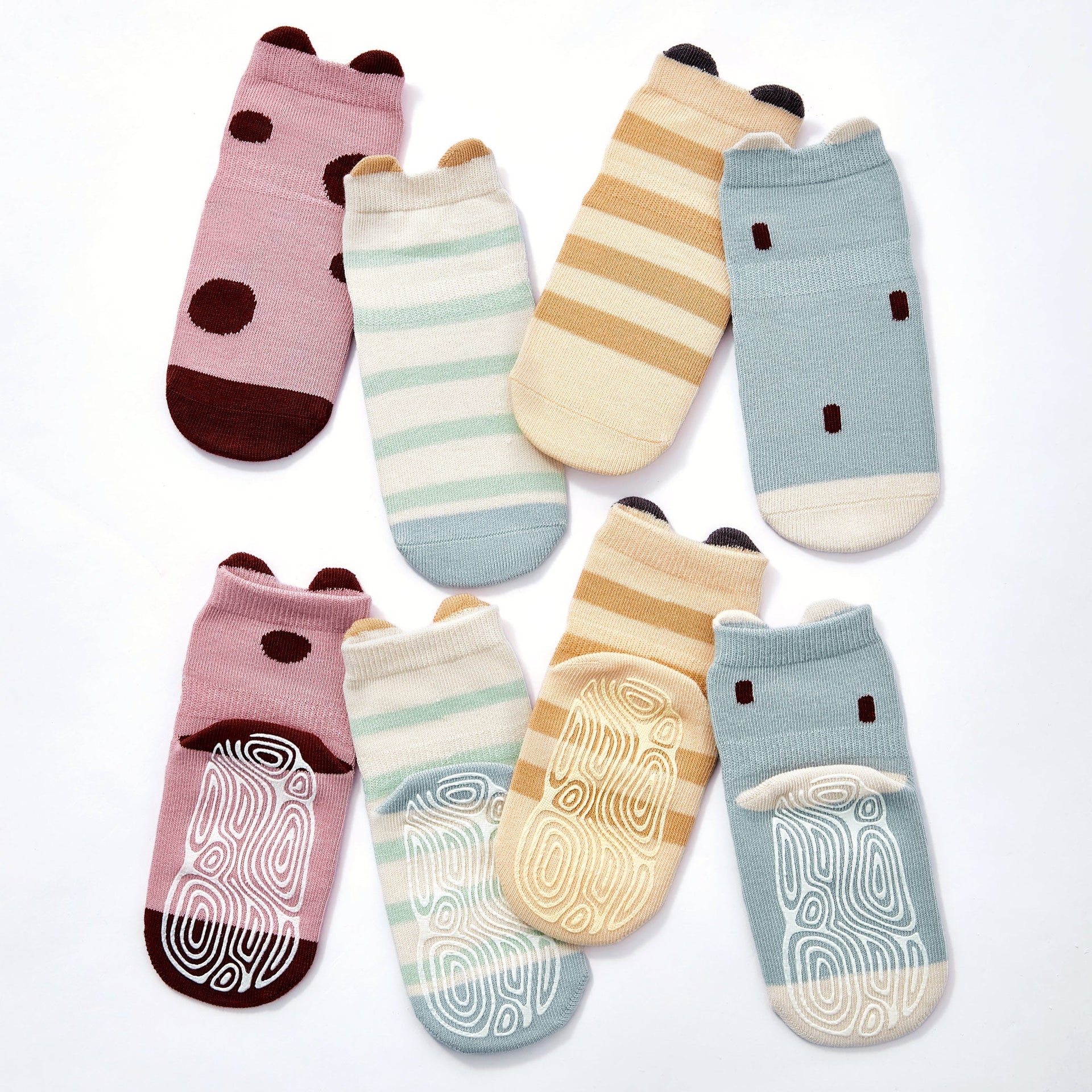 New-Ladybug & Friends- Organic- 4 Pairs of Stay-On Baby & Toddler Non-Slip Socks
