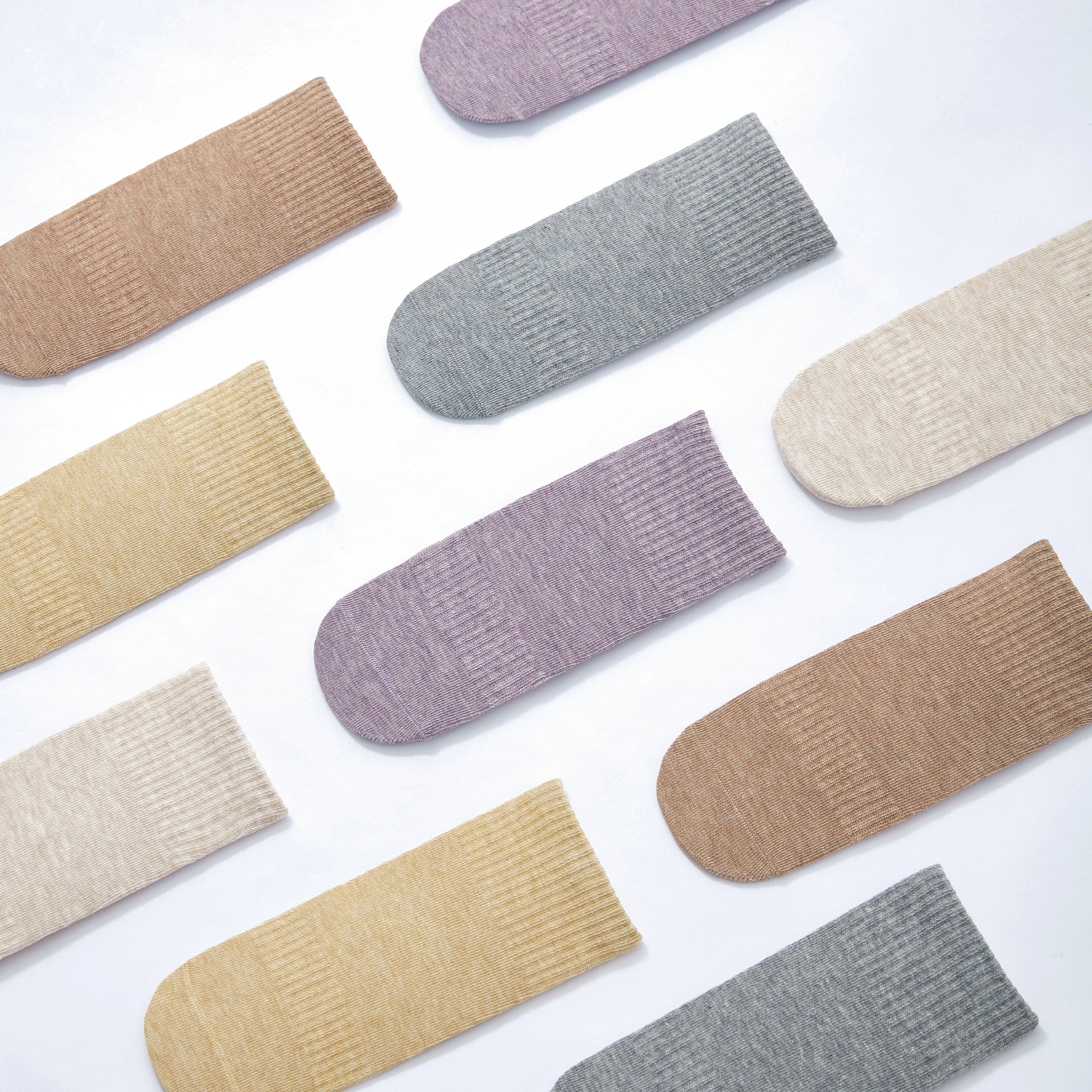 New- Organic Cotton Socks- Beige & Brown- 4 Pairs of Stay-On Baby & Toddler Non-Slip Socks