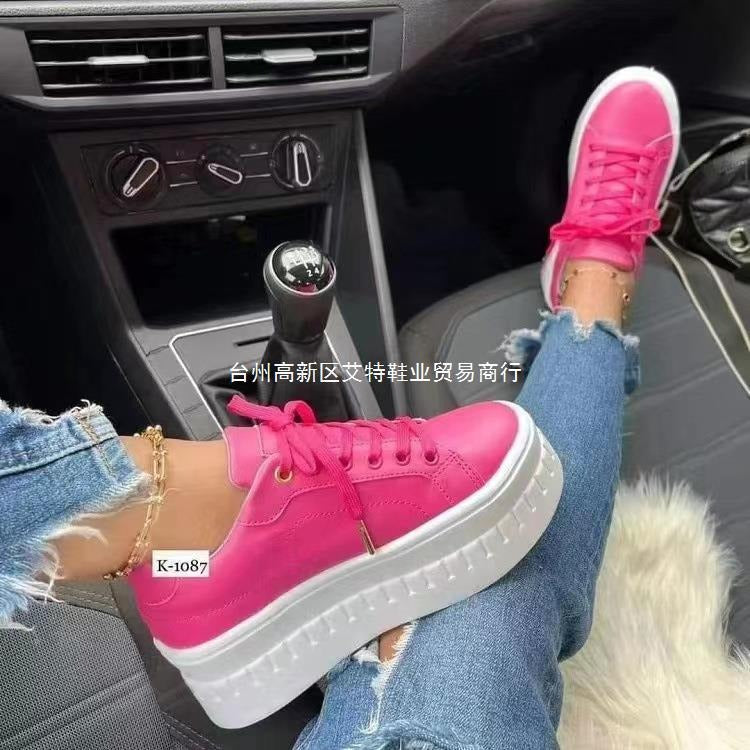 Women's Platform Lace-Up Casual Sneakers with Thick Sole - Image 11