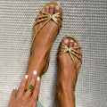 Women's Flat Peep-Toe Leather Buckle Strap Sandals Modern Shoes