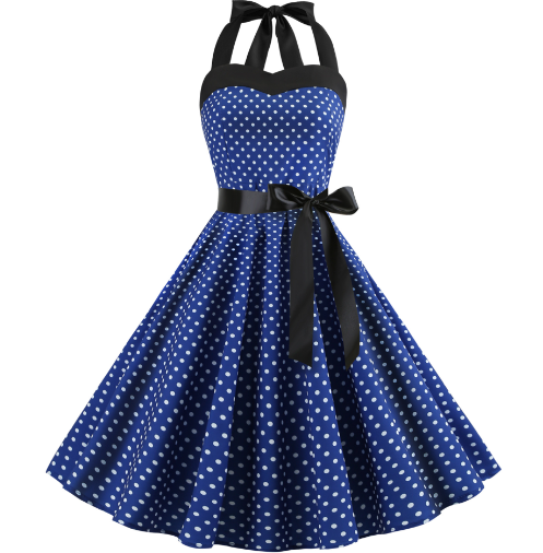 Vintage Polka Dot Strapless Maxi Dress for Women