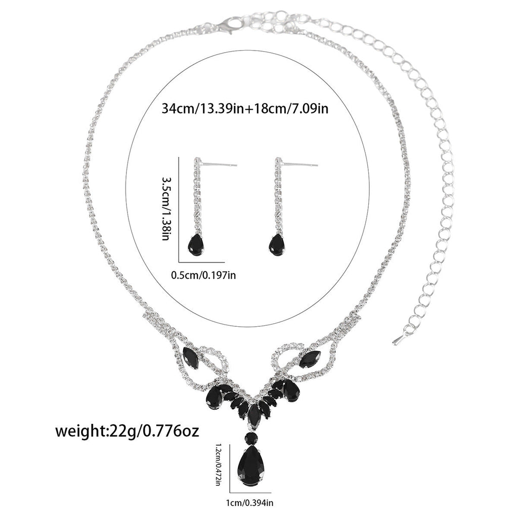 European And American Direct Supply Copper Claw Chain Rhinestone Set Water Drop Necklace Earrings Two-Piece Wedding Jewelry Accessories For Women